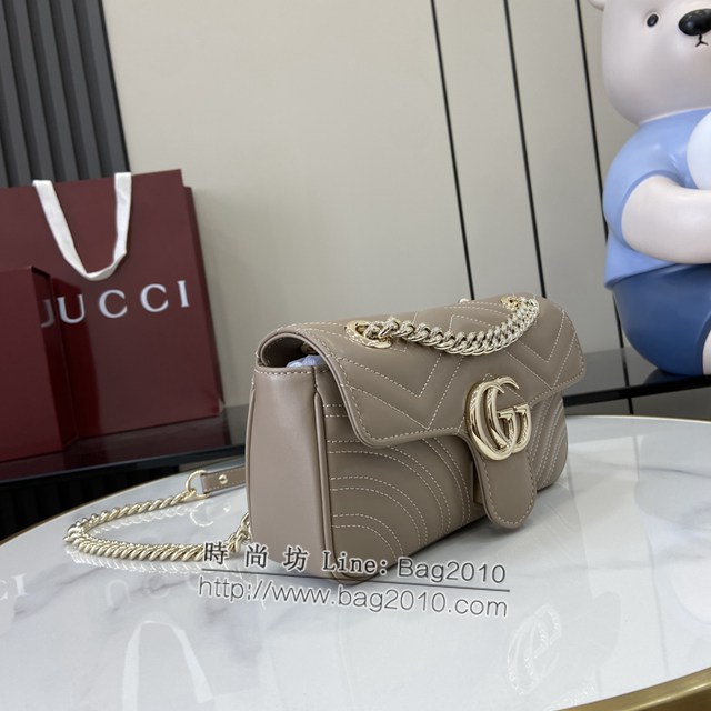 Gucci專櫃古馳最新款Marmont系列絎縫迷你手袋原廠皮鏈條女士挎包 jh2360型號：446744